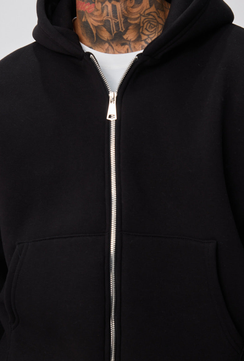 Ensemble basique jogging de couleur noir pantalon coupe droite et veste