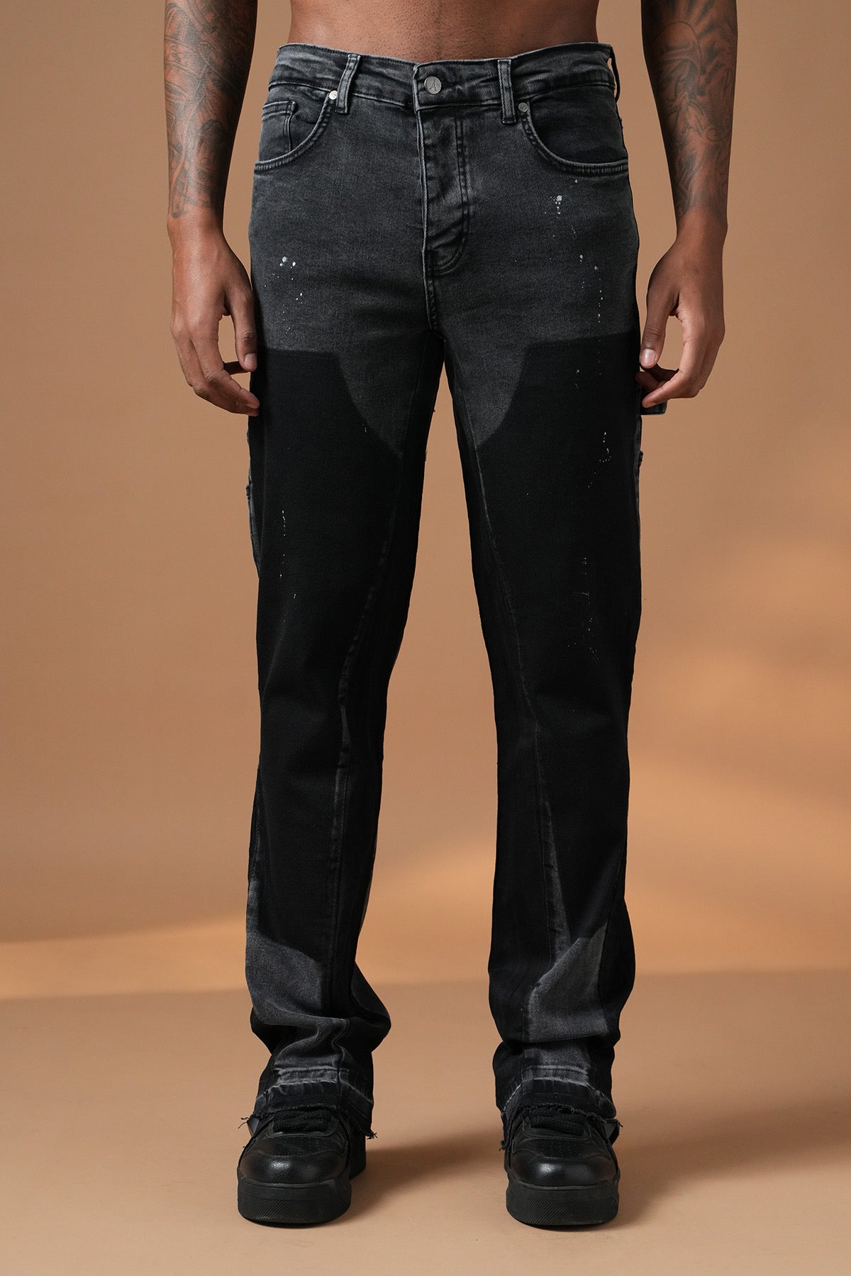 Jean évasé (Flare) Noir Déchir