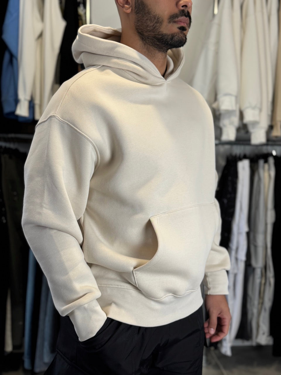 Sweat-shirt à capuche (Beige) Basique