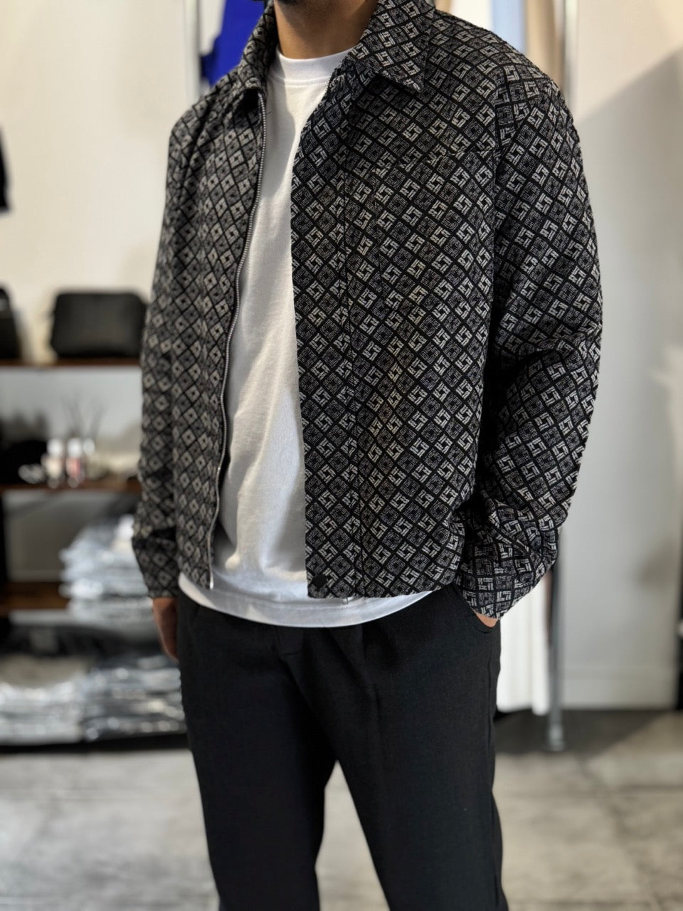 Veste classy fermeture éclair noire | Lyon