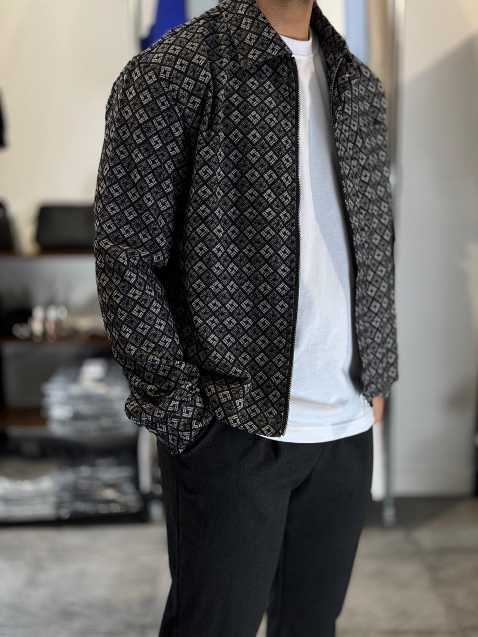 Veste classy fermeture éclair noire | Lyon