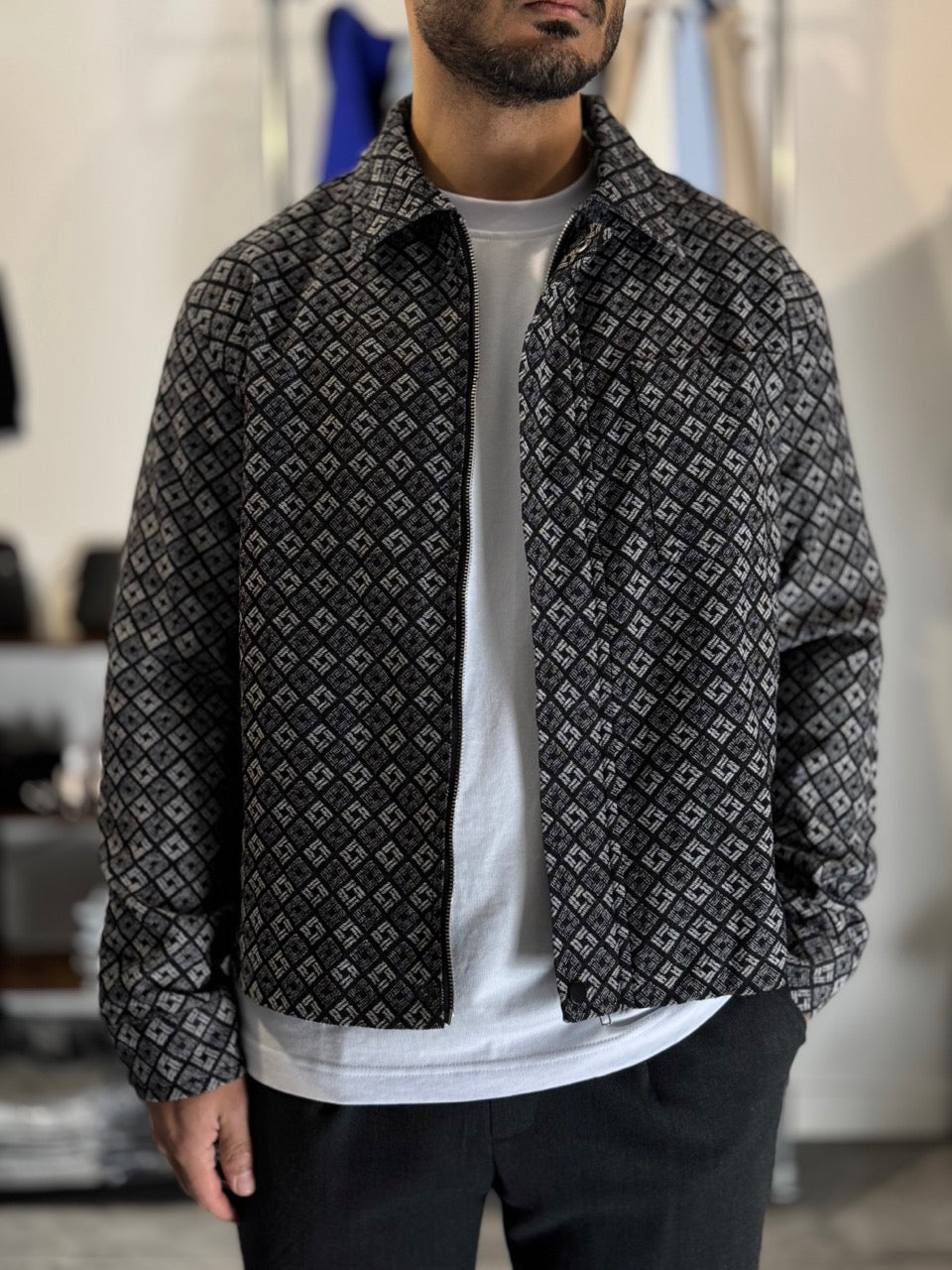 Veste classy fermeture éclair noire | Lyon