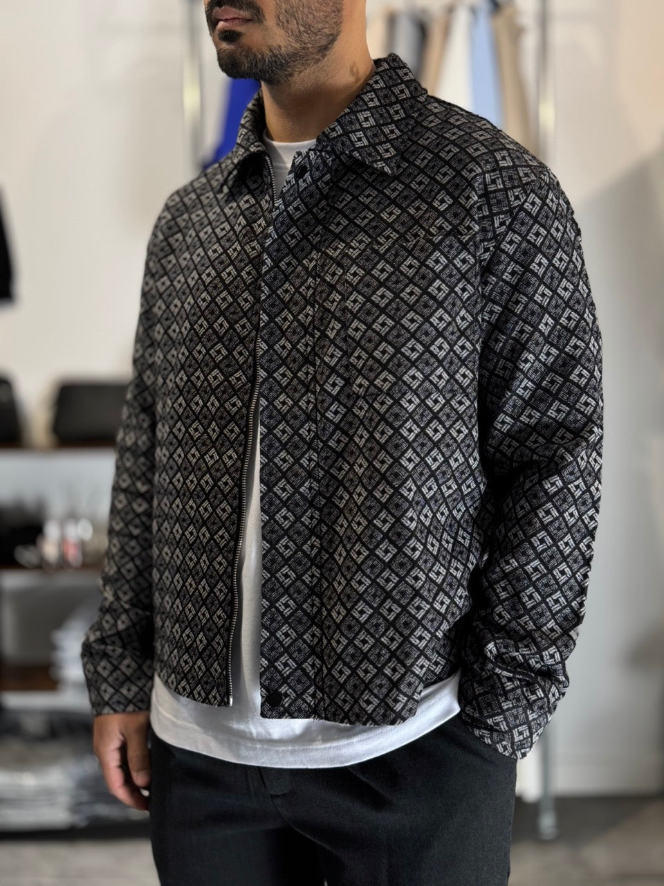 Veste classy fermeture éclair noire | Lyon