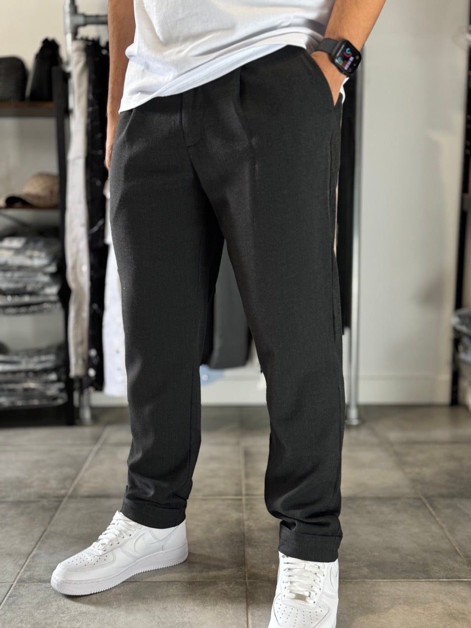 Pantalon classique large léger noir