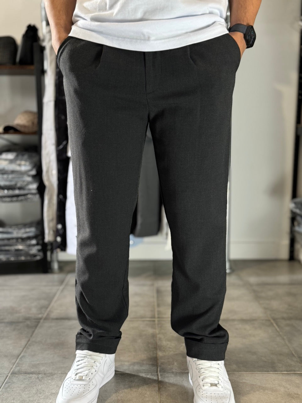 Pantalon classique large léger noir