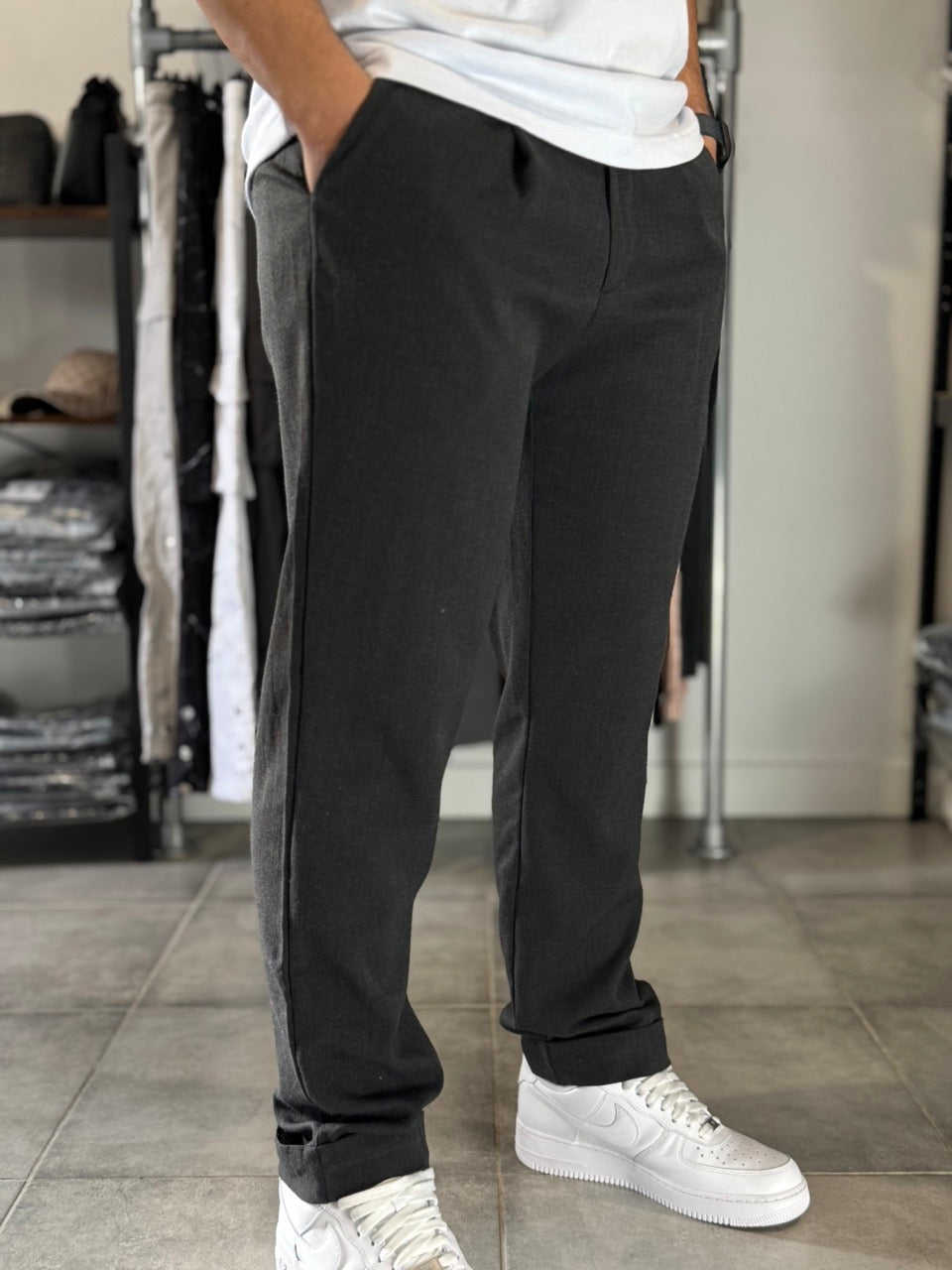 Pantalon classique large léger noir