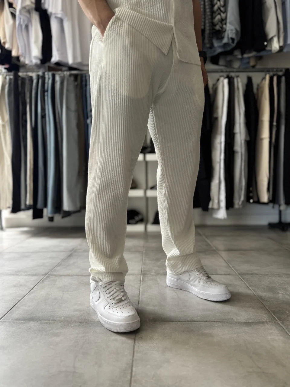 Pantalon plissé large SAYTA Blanc