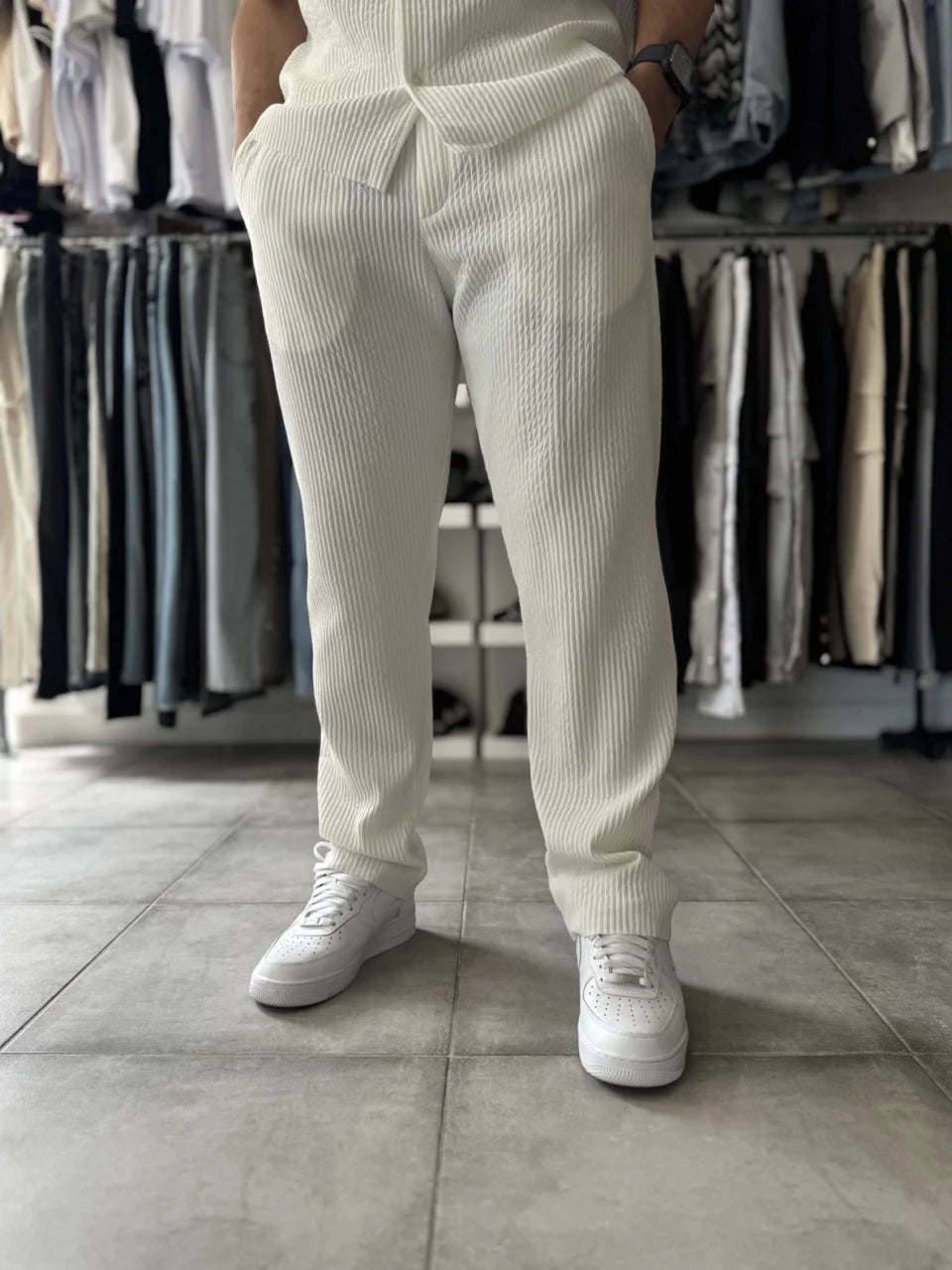 Pantalon plissé large SAYTA Blanc