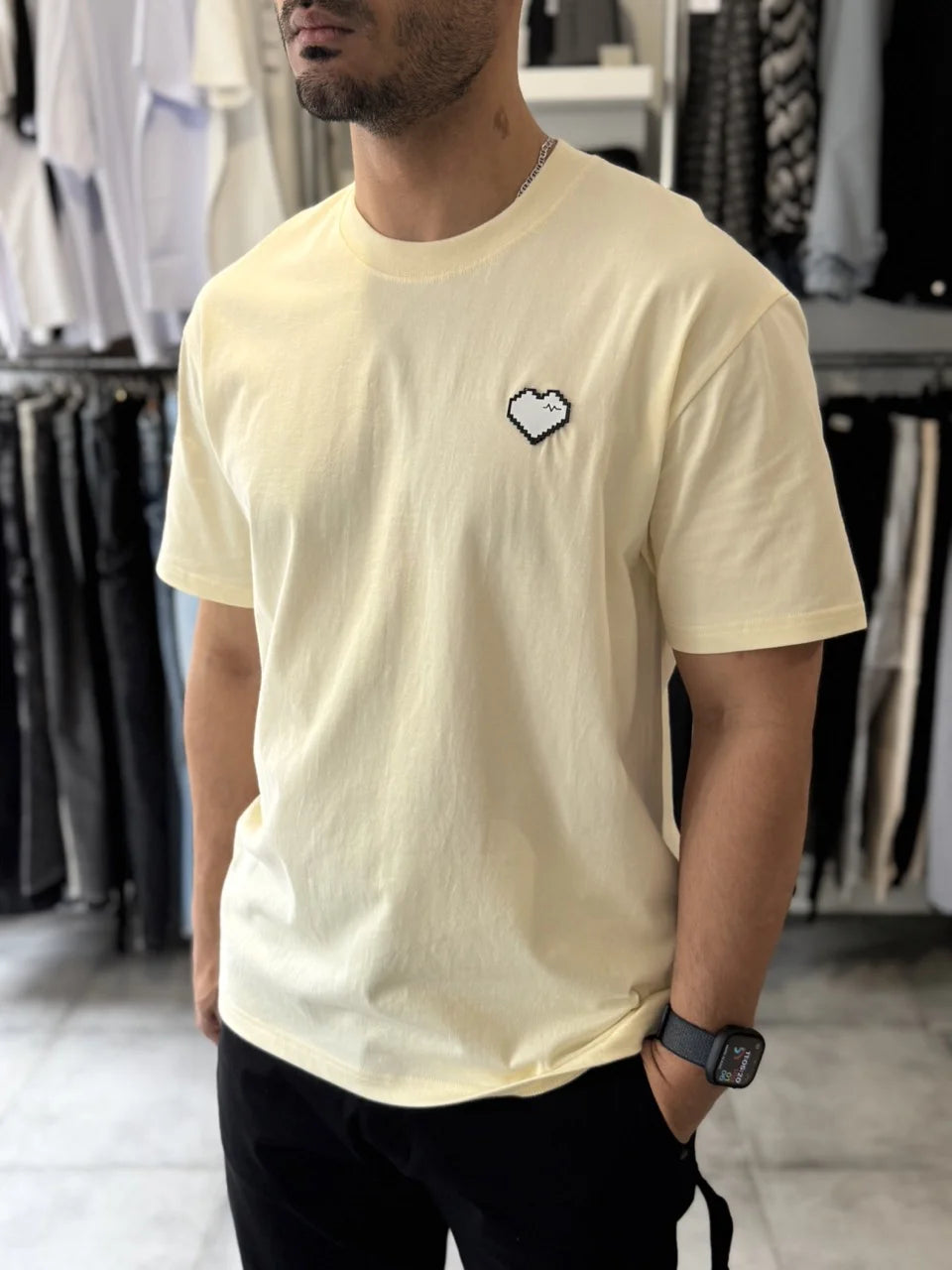 T-shirt jaune mini coeur