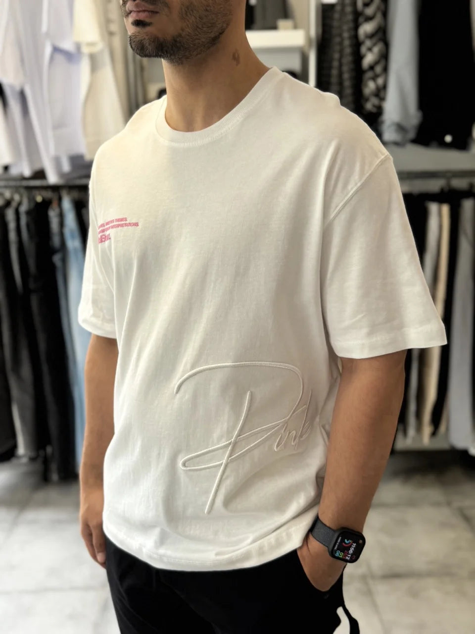 T-shirt Blanc panthère rose