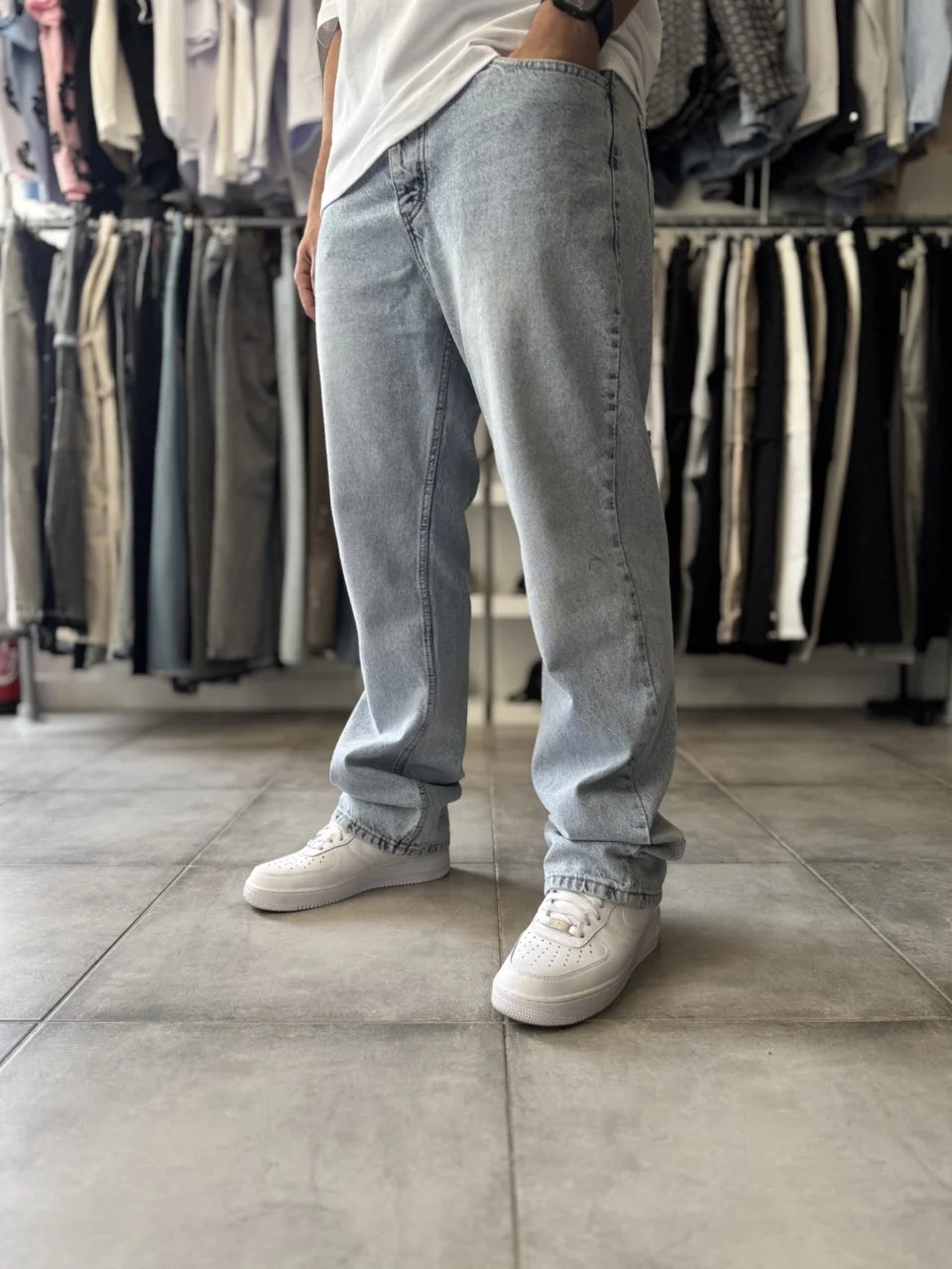 Pantalon jean coupe droite basique bleu | Lyon