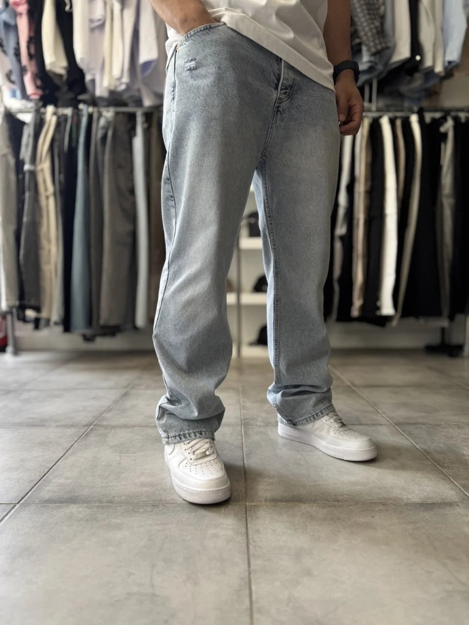 Pantalon jean coupe droite basique bleu | Lyon