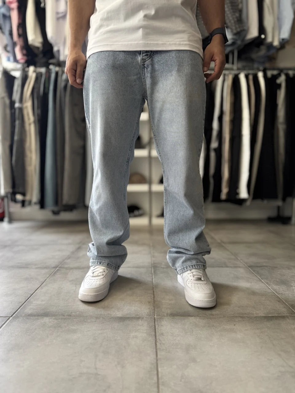 Pantalon jean coupe droite basique bleu | Lyon