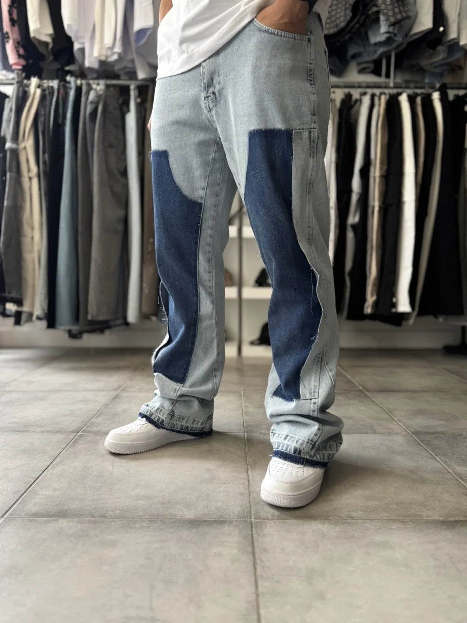 Jean évasé bleu long DOUBL
