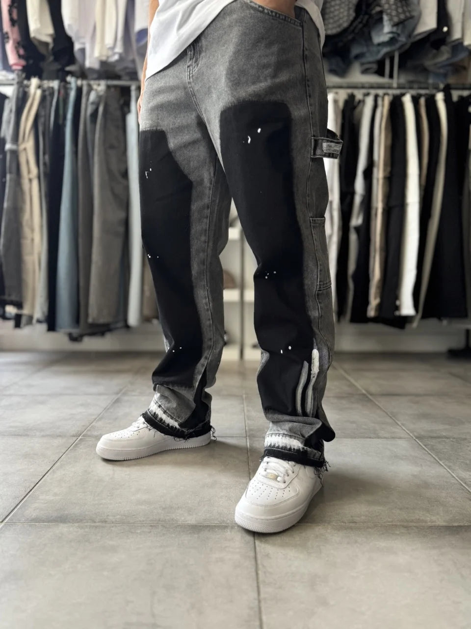 Jean double knee gris noir ALPHA