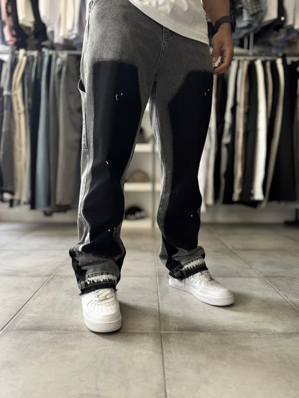 Jean double knee gris noir ALPHA