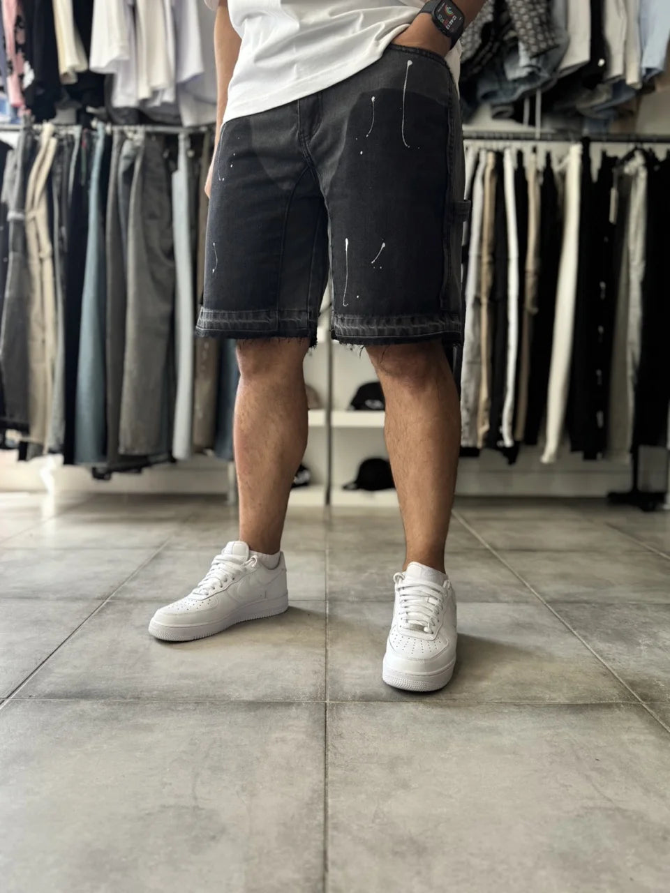 Short Jean gris inspiration double knee