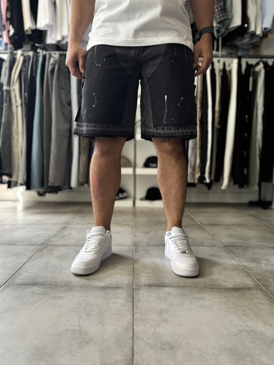 Short Jean gris inspiration double knee