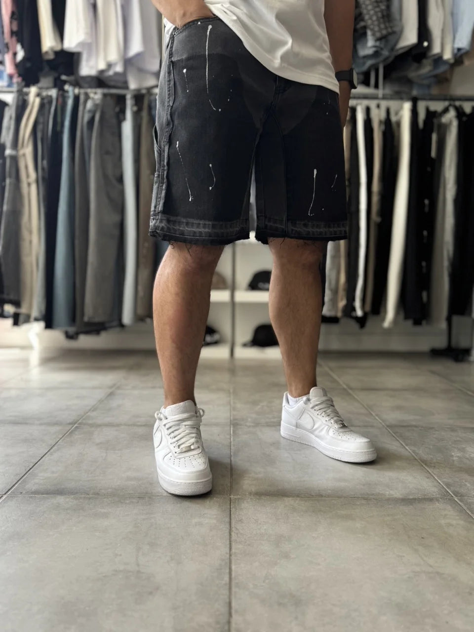 Short Jean gris inspiration double knee