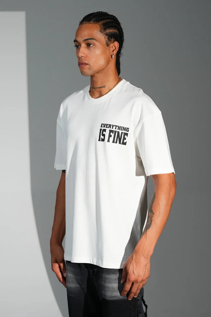 T-shirt coupe oversize DUCK EVERYTHING IS FINE Blanc