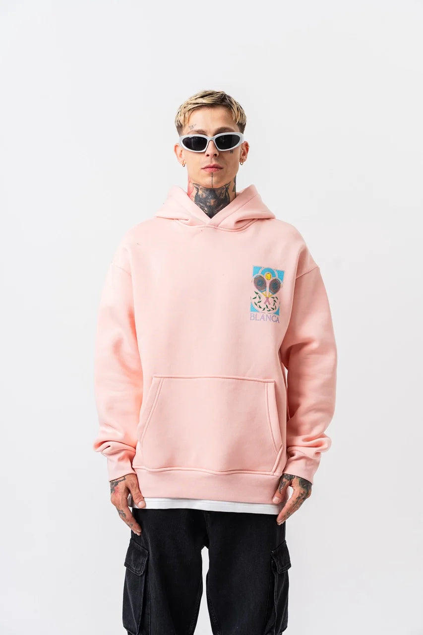Sweat-shirt à capuche Blanca raquettes rose | Lyon