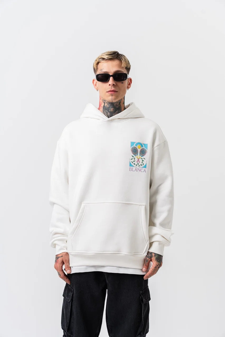 Sweat-shirt à capuche Blanca raquettes blanc | Lyon