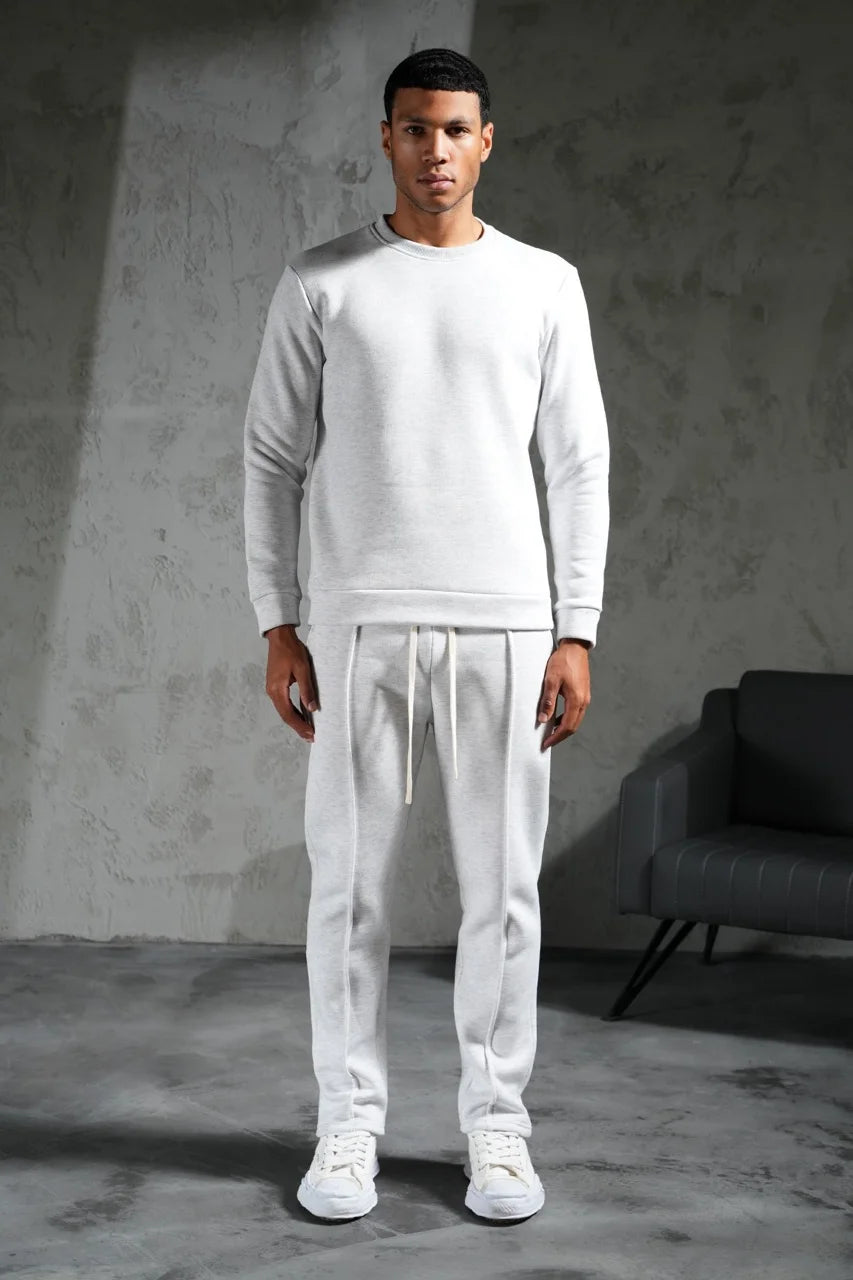 Ensemble basique pull et pantalon coupe droite Gris clair | Lyon