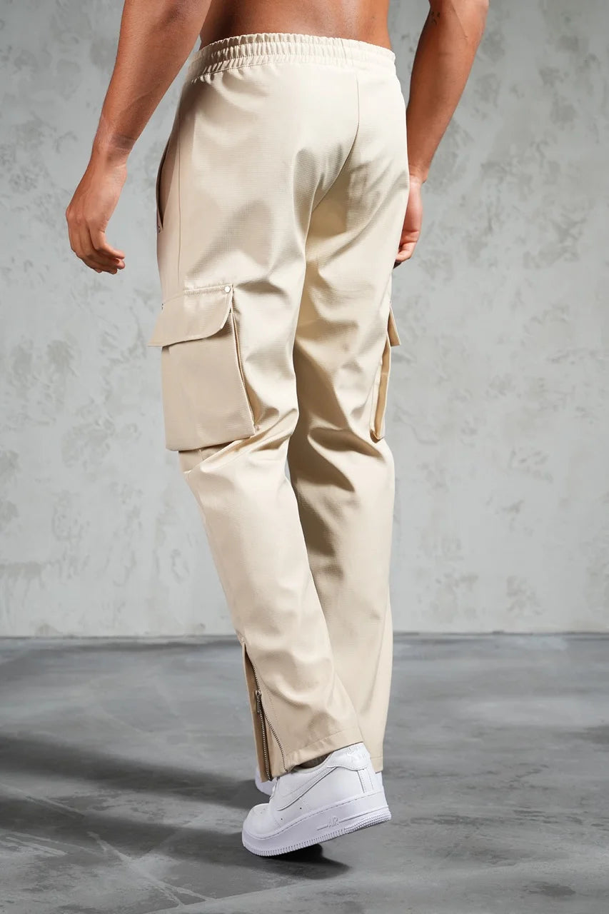 Pantalon cargo fermeture éclair de couleur Beige | Lyon
