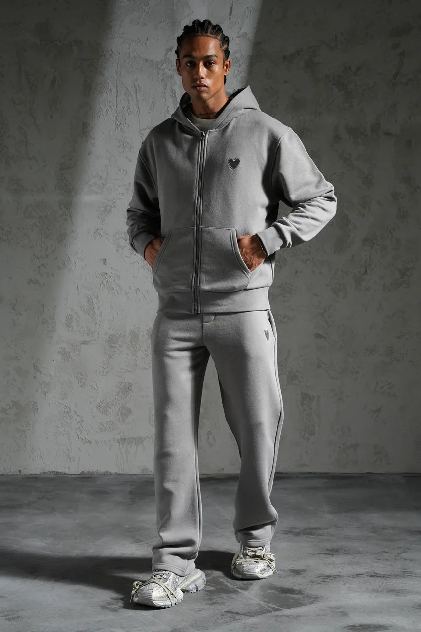 Ensemble veste capuche coeur brodé et pantalon coupe droite Anthracite | Lyon