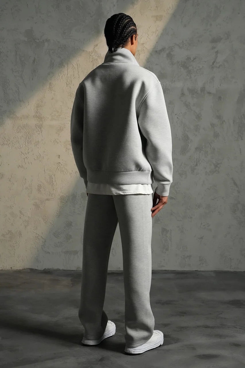 Ensemble basique aspect neoprene de couleur grise pantalon coupe droite et veste sans capuche| Lyon