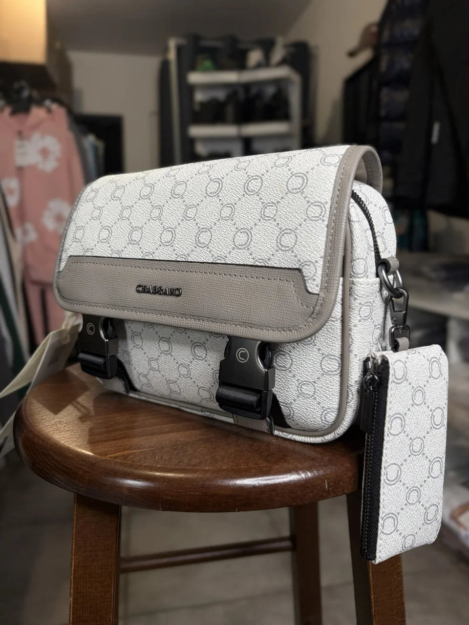 Sacoche à rabat, bandoulière CHABRAND Blanche Mini sigles| LYON