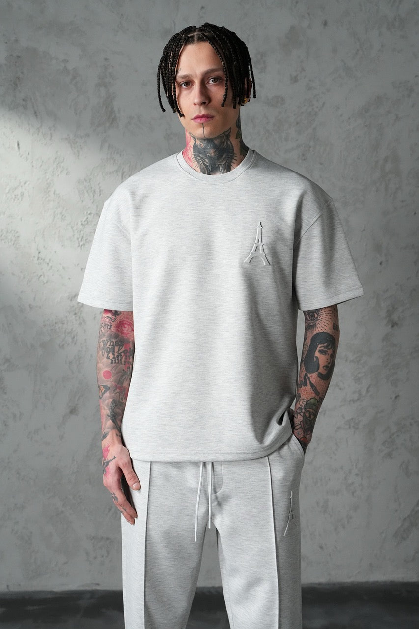 Ensemble épais oversize t-shirt Pantalon gris motif Tour Eiffel | Lyon