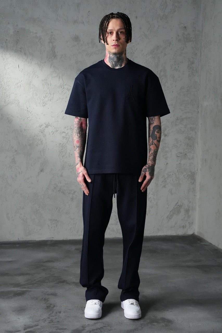 Ensemble épais oversize t-shirt Pantalon bleu marine motif Tour Eiffel | Lyon