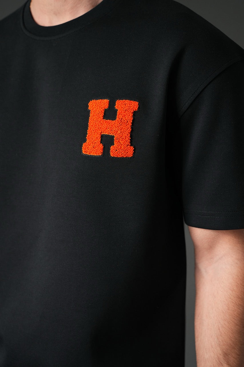 Ensemble épais oversize t-shirt Pantalon noir motif H | Lyon