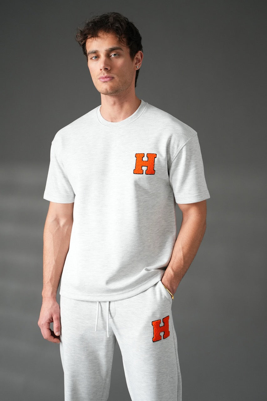 Ensemble épais oversize t-shirt Pantalon gris motif H | Lyon