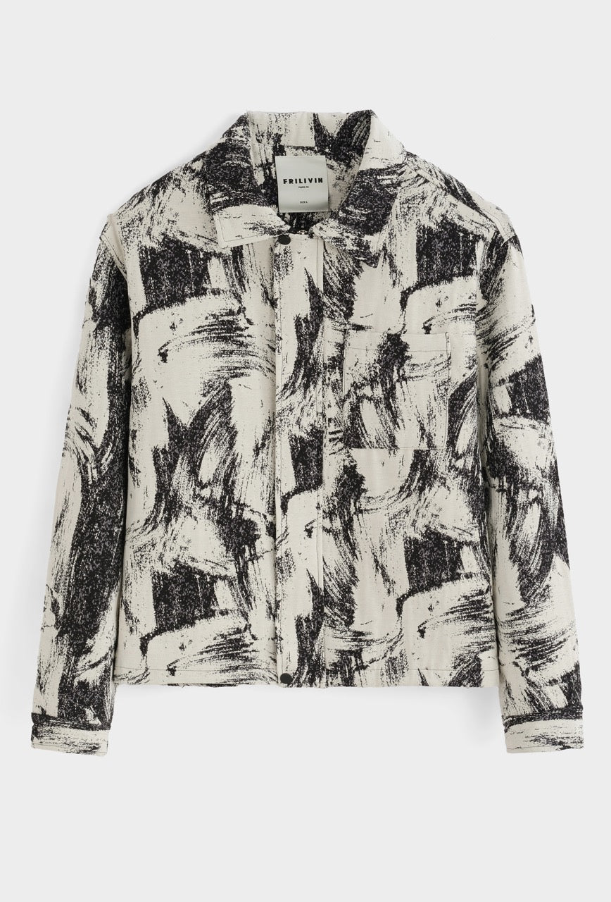 Veste noire beige zippée taches peinture| Lyon