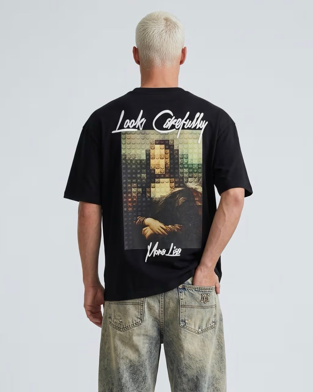 T-shirt oversize Mona lisa noir