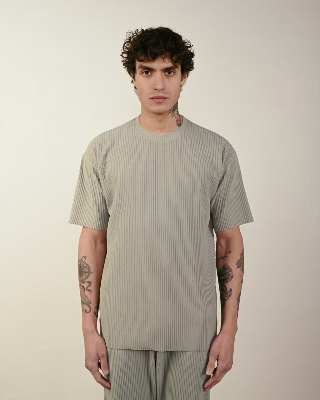 Ensemble plissé large SAYTA olive