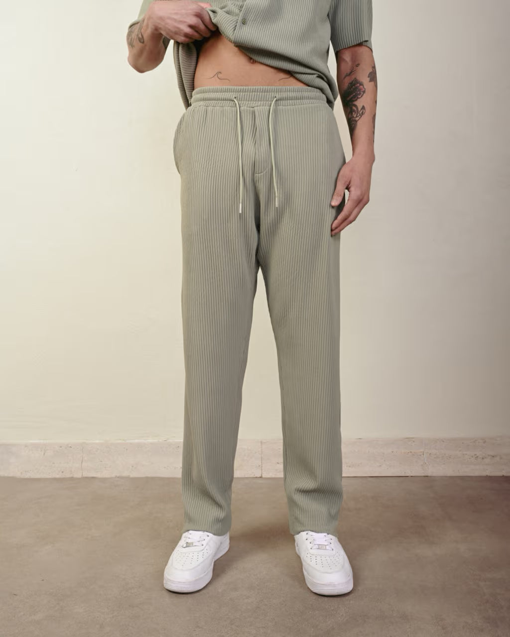 Ensemble plissé large SAYTA olive