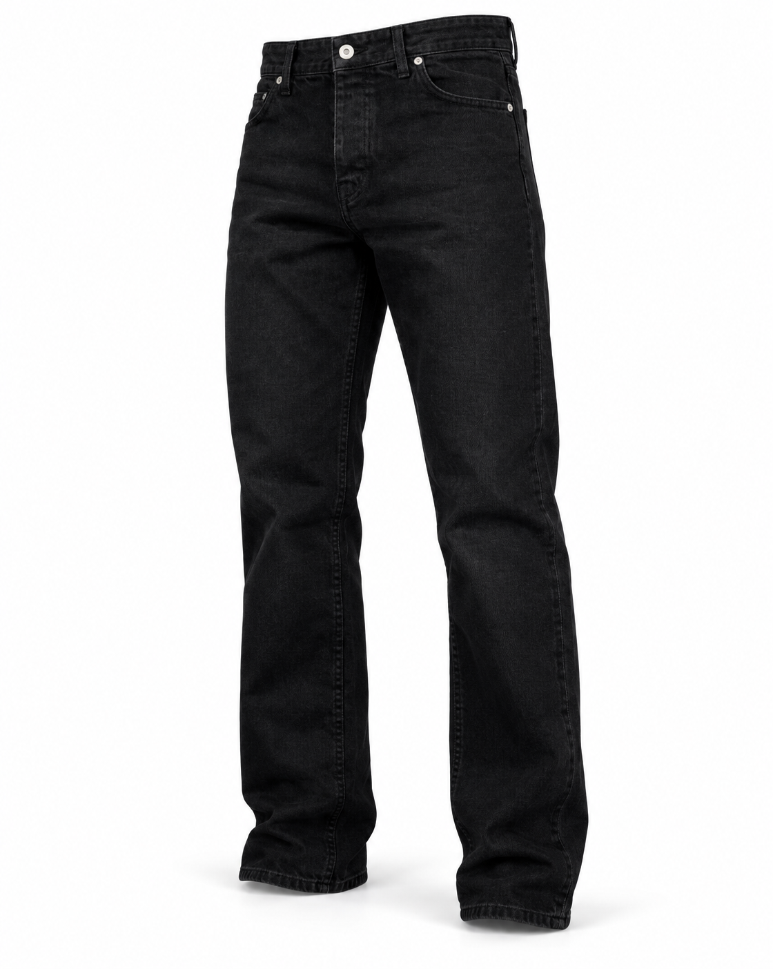 Jean homme noir coupe droite - vue trois-quarts