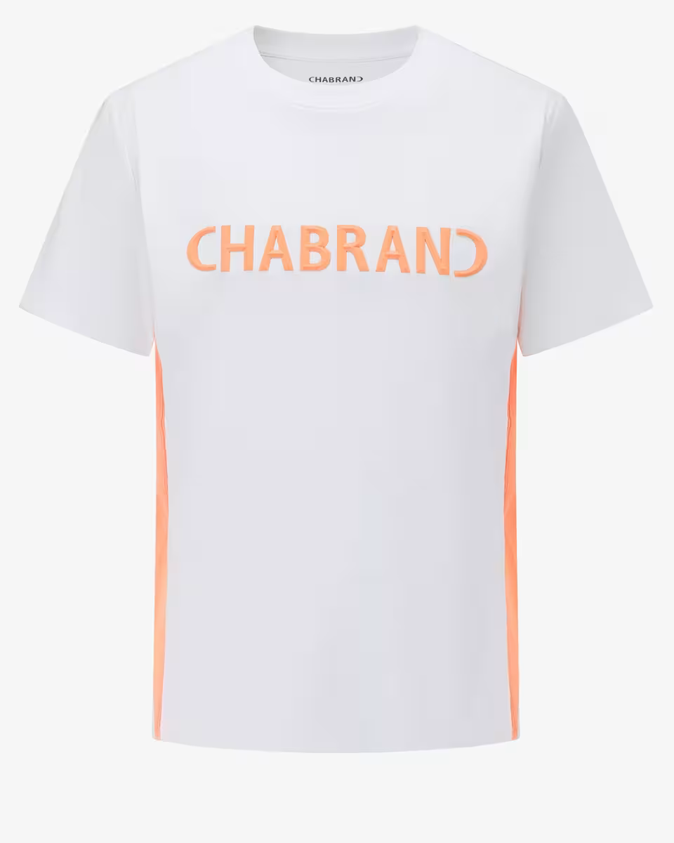 T-shirt blanc/orange logo relief Chabrand | Lyon