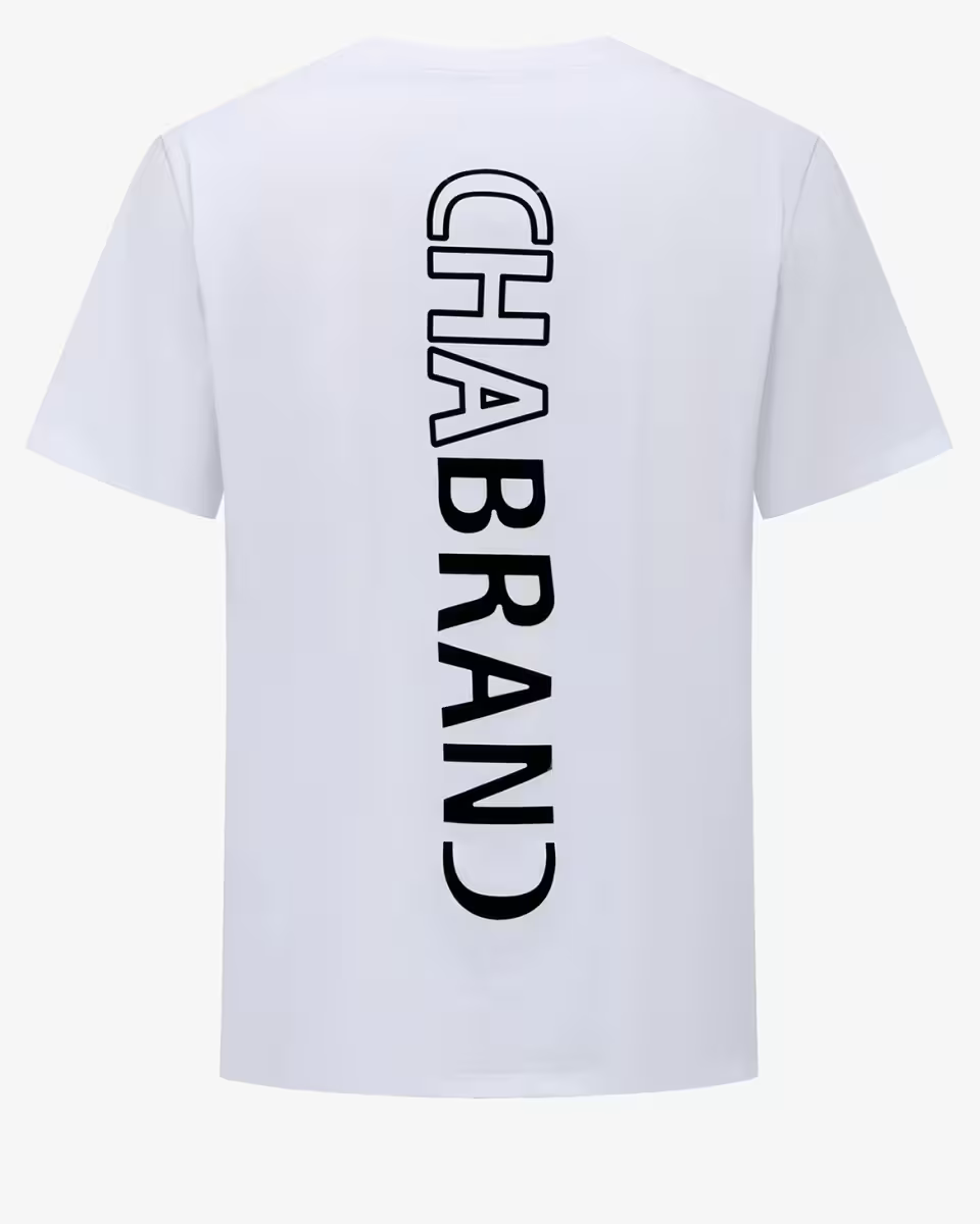 T-shirt BLANC logo vertical Chabrand | Lyon