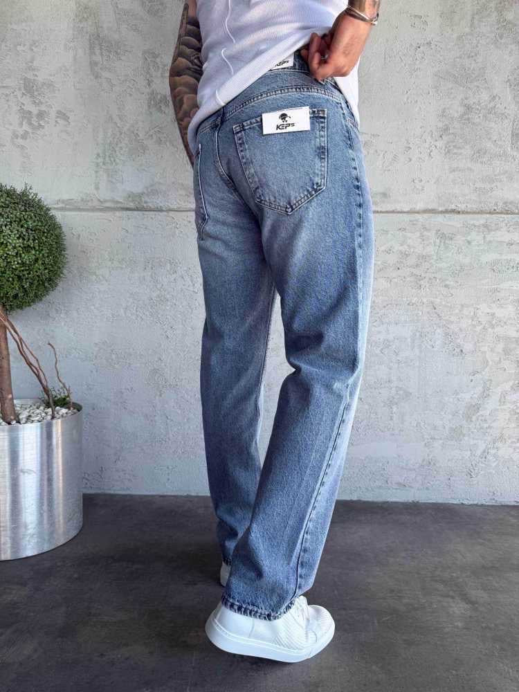 Pantalon jean coupe droite basique bleu | Lyon