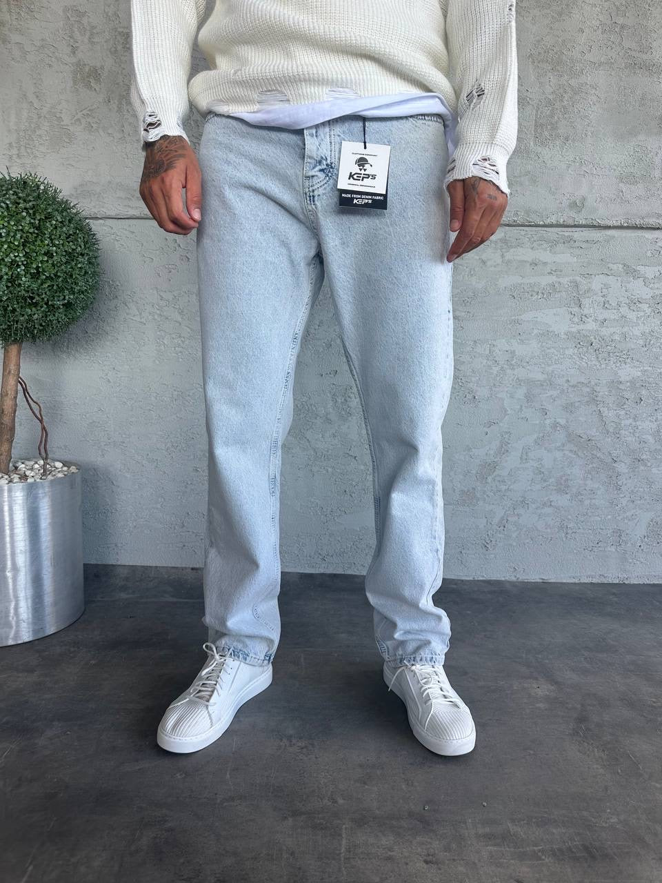 Pantalon jean coupe droite basique bleu claire | Lyon