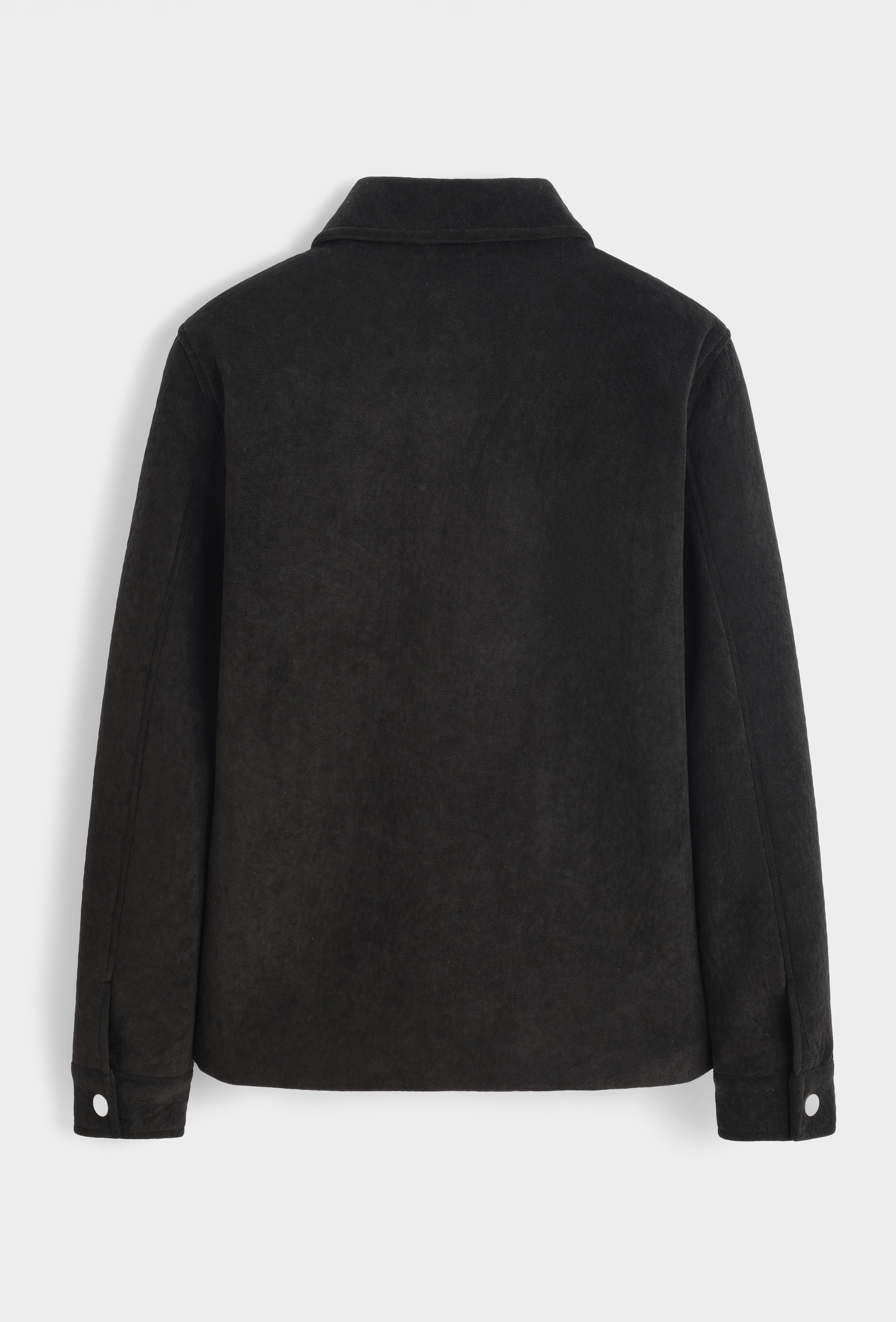 Veste épaisse fermeture éclair noire matière velours | Lyon