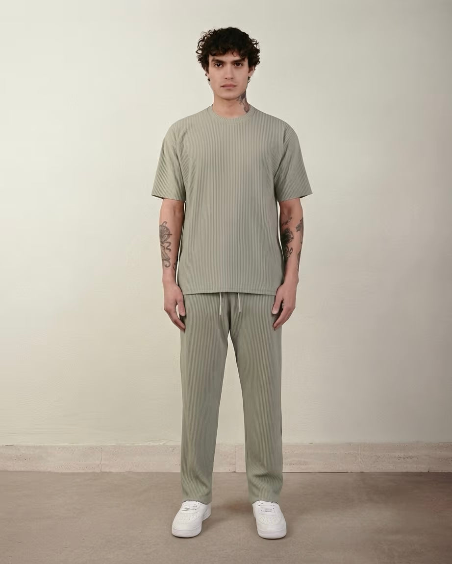 Ensemble plissé large SAYTA olive