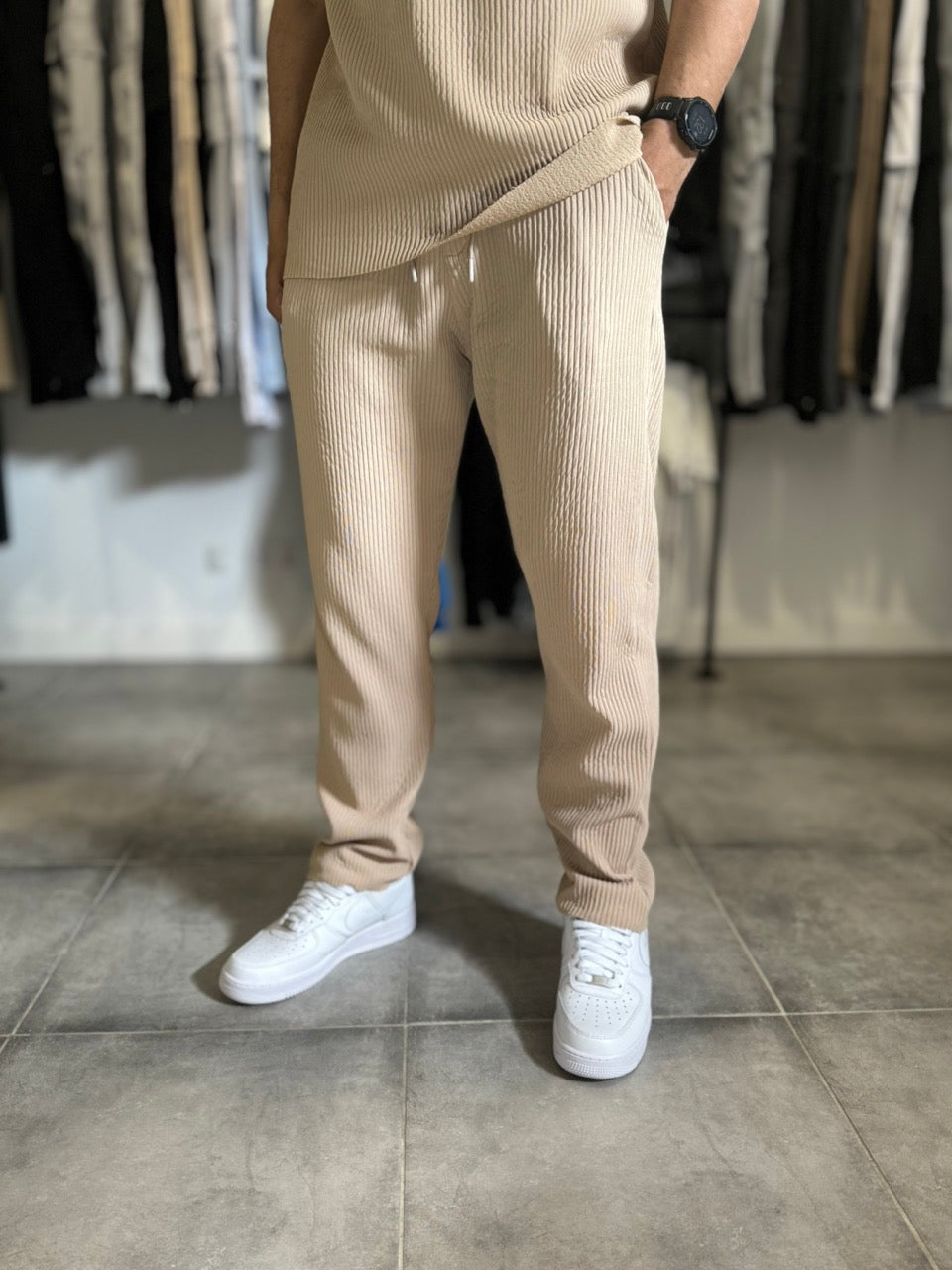 Ensemble plissé large SAYTA Beige