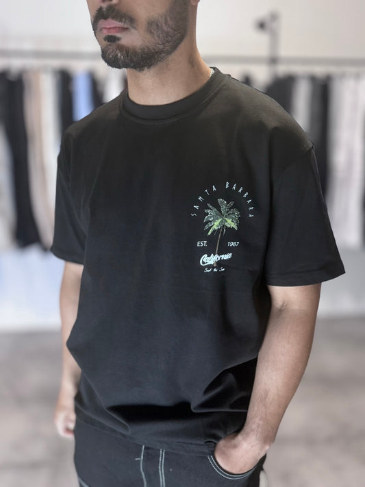 T-shirt noir palme santa barbara