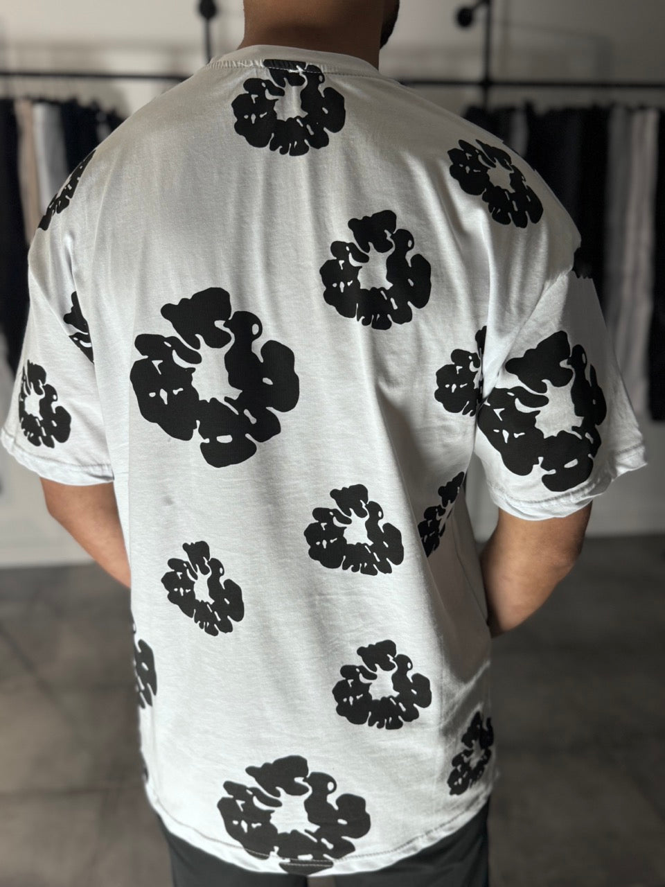 T-shirt blanc imprimé fleurs