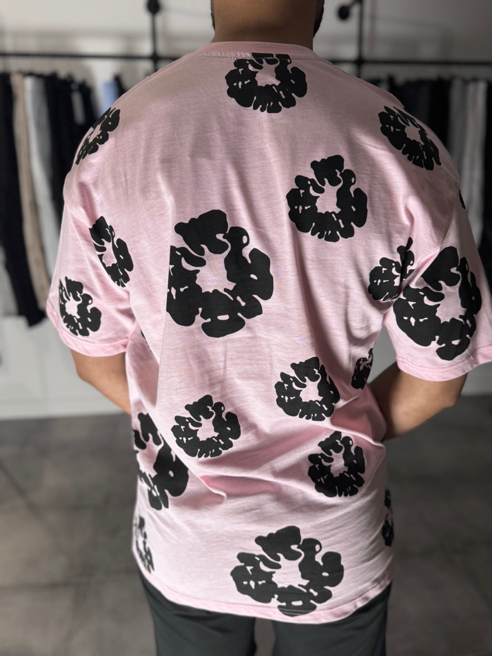 T-shirt rose imprimé fleurs